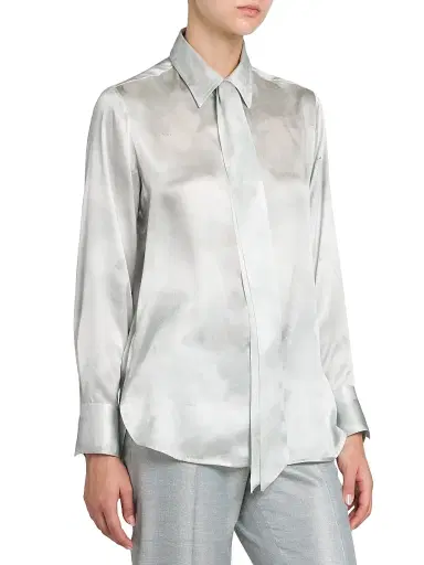 Kiton Women's Silk Tie Blouse - Sky Blue - Size 2 | Thumbnail 4 Kiton Women's Silk Tie Blouse - Sky Blue - Size 2 | Thumbnail 4