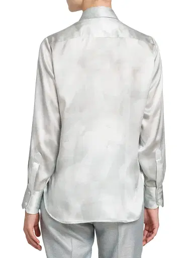 Kiton Women's Silk Tie Blouse - Sky Blue - Size 2 | Thumbnail 5 Kiton Women's Silk Tie Blouse - Sky Blue - Size 2 | Thumbnail 5