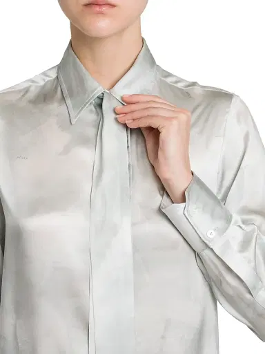 Kiton Women's Silk Tie Blouse - Sky Blue - Size 2 | Thumbnail 6 Kiton Women's Silk Tie Blouse - Sky Blue - Size 2 | Thumbnail 6