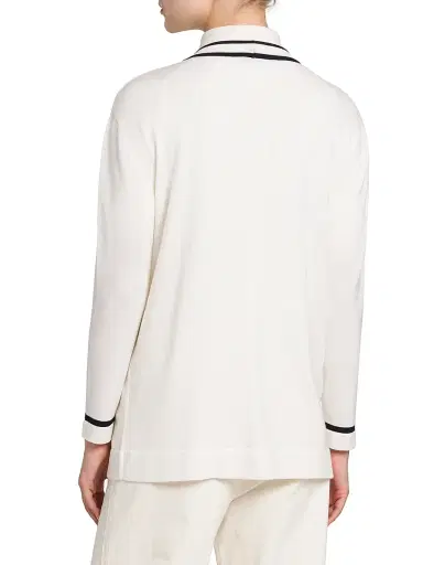 Kiton Women's Wool Knit V-Neck Cardigan - White Blue - Size 10 | Thumbnail 5 Kiton Women's Wool Knit V-Neck Cardigan - White Blue - Size 10 | Thumbnail 5