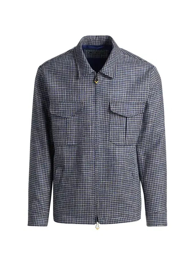 Sartorio Napoli Men's Wool-Blend Full-Zip Shirt Jacket - Navy