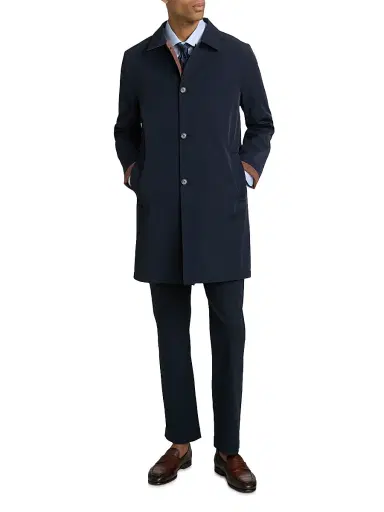 Sartorio Napoli Men's Ben Reversible Single-Breasted Car Coat - Navy Brown | Thumbnail 2 Sartorio Napoli Men's Ben Reversible Single-Breasted Car Coat - Navy Brown | Thumbnail 2