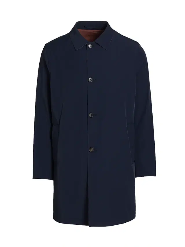 Sartorio Napoli Men's Ben Reversible Single-Breasted Car Coat - Navy Brown