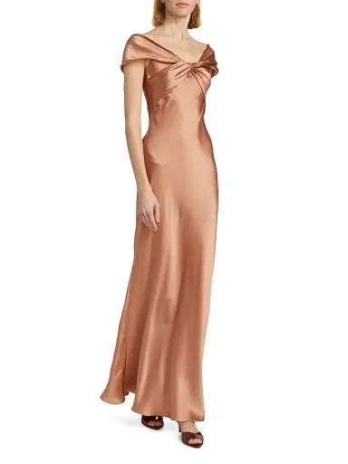 Alberta Ferretti Women's Satin Off-The-Shoulder Gown | Thumbnail 2 Alberta Ferretti Women's Satin Off-The-Shoulder Gown | Thumbnail 2