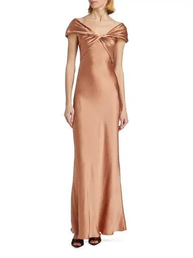 Alberta Ferretti Women's Satin Off-The-Shoulder Gown | Thumbnail 3 Alberta Ferretti Women's Satin Off-The-Shoulder Gown | Thumbnail 3