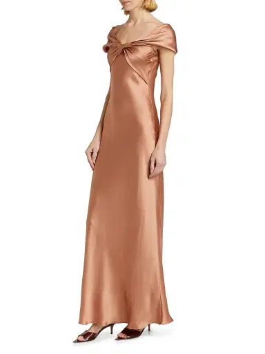 Alberta Ferretti Women's Satin Off-The-Shoulder Gown | Thumbnail 4 Alberta Ferretti Women's Satin Off-The-Shoulder Gown | Thumbnail 4