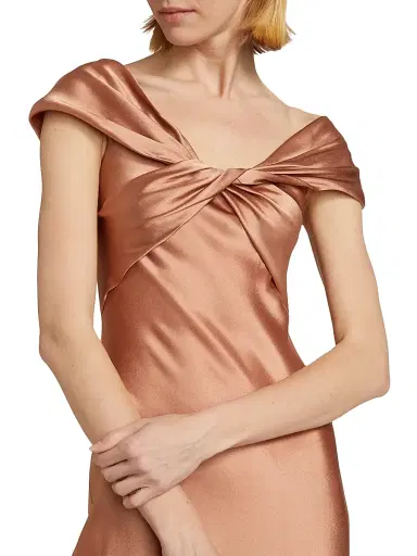 Alberta Ferretti Women's Satin Off-The-Shoulder Gown | Thumbnail 6 Alberta Ferretti Women's Satin Off-The-Shoulder Gown | Thumbnail 6