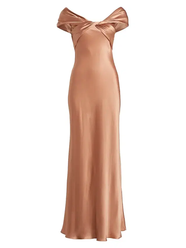 Alberta Ferretti Women's Satin Off-The-Shoulder Gown