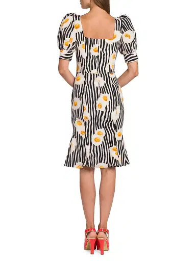 Moschino Women's Egg-Print Striped Midi Dress - Fantasy Print Black | Thumbnail 5