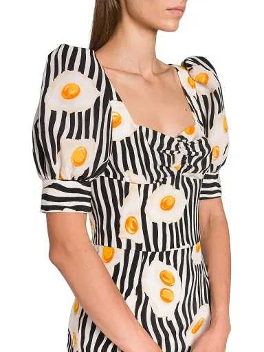 Moschino Women's Egg-Print Striped Midi Dress - Fantasy Print Black | Thumbnail 6
