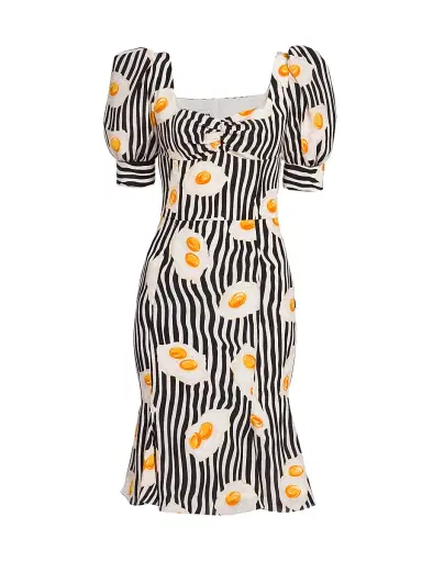 Moschino Women's Egg-Print Striped Midi Dress - Fantasy Print Black | Thumbnail 1