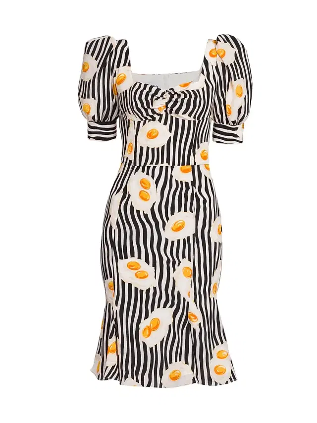 Moschino Women's Egg-Print Striped Midi Dress - Fantasy Print Black
