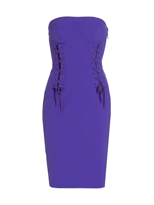 Moschino Women's Strapless Lace-Up Sheath Dress - Purple