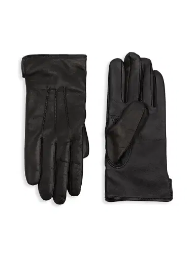 Saks Fifth Avenue Men's COLLECTION Nappa Touch Tech Leather Gloves - Black | Thumbnail 1 Saks Fifth Avenue Men's COLLECTION Nappa Touch Tech Leather Gloves - Black | Thumbnail 1