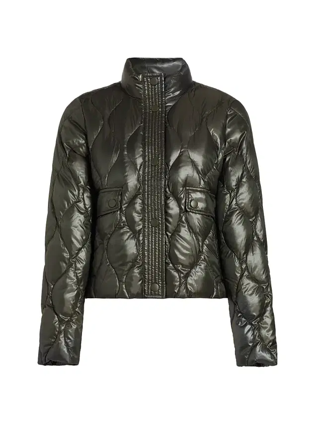 If Only Studio Women's Onion Contrast-Trim Down Jacket - Olive