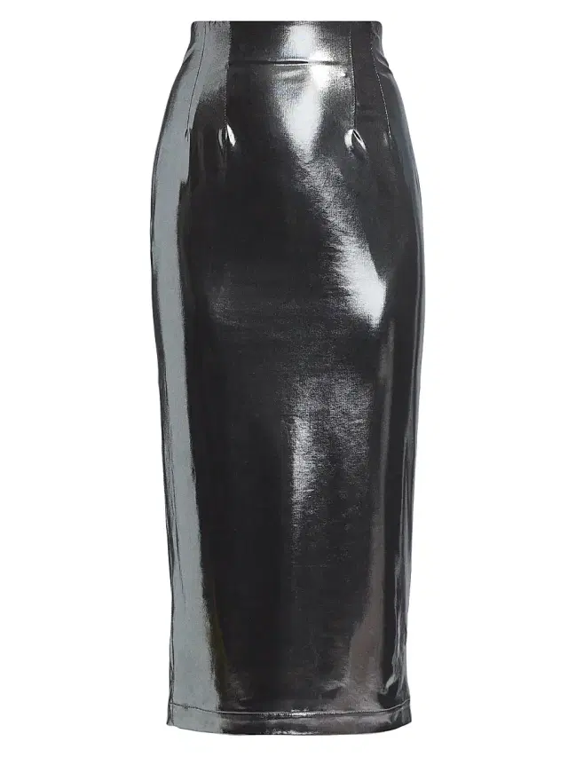 LaQuan Smith Women's Metallic Body-Con Midi-Skirt - Silver
