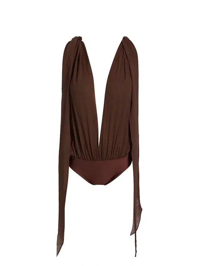 Women's Valerie Plunging Bodysuit - Brown