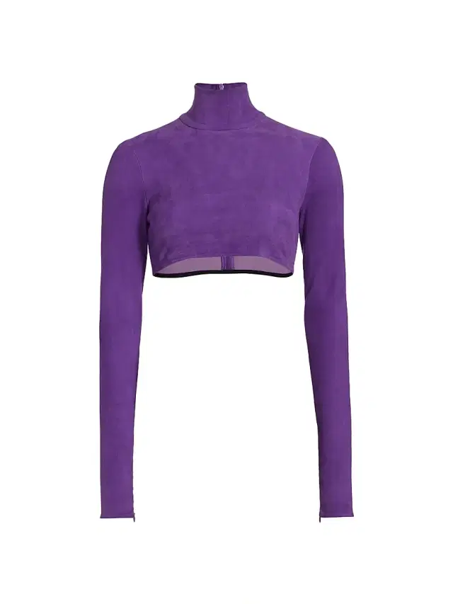 LaQuan Smith Women's Suede Turtleneck Crop Top - Grape