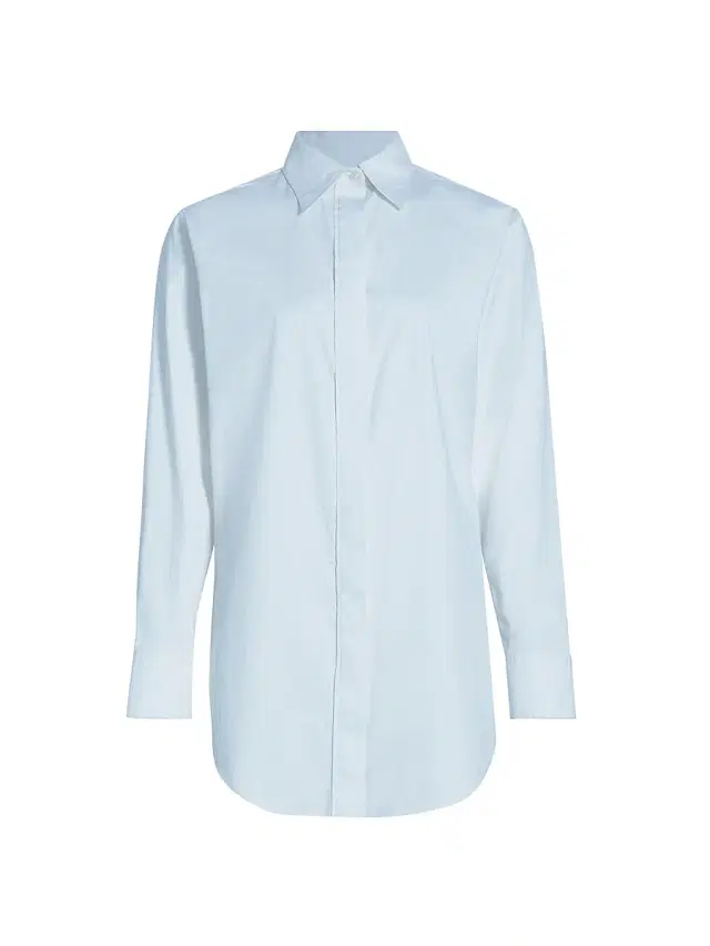 Brandon Maxwell Women's The Mira Split-Back Boyfriend Shirt - Sky Blue