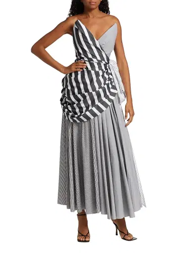 Christopher John Rogers Women's Strapless Draped Gown - Black Multi - Size 0 | Thumbnail 2