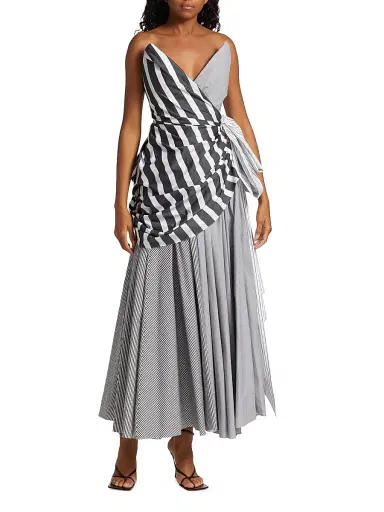 Christopher John Rogers Women's Strapless Draped Gown - Black Multi - Size 0 | Thumbnail 3