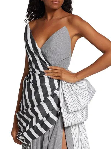 Christopher John Rogers Women's Strapless Draped Gown - Black Multi - Size 0 | Thumbnail 6