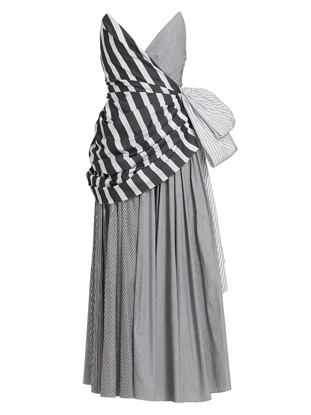 Christopher John Rogers Women's Strapless Draped Gown - Black Multi - Size 0
