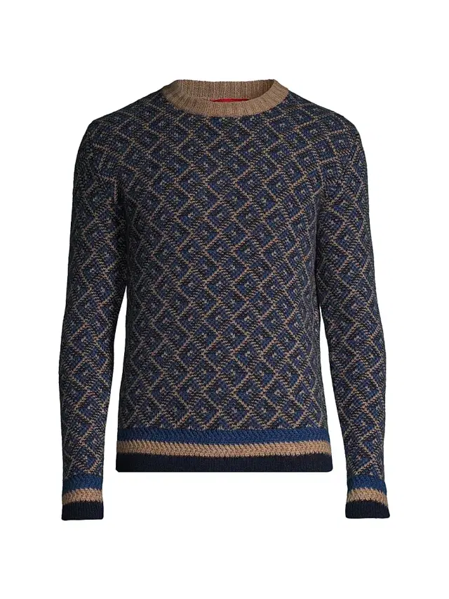 Isaia Men's Geometric Cashmere Sweater - Navy