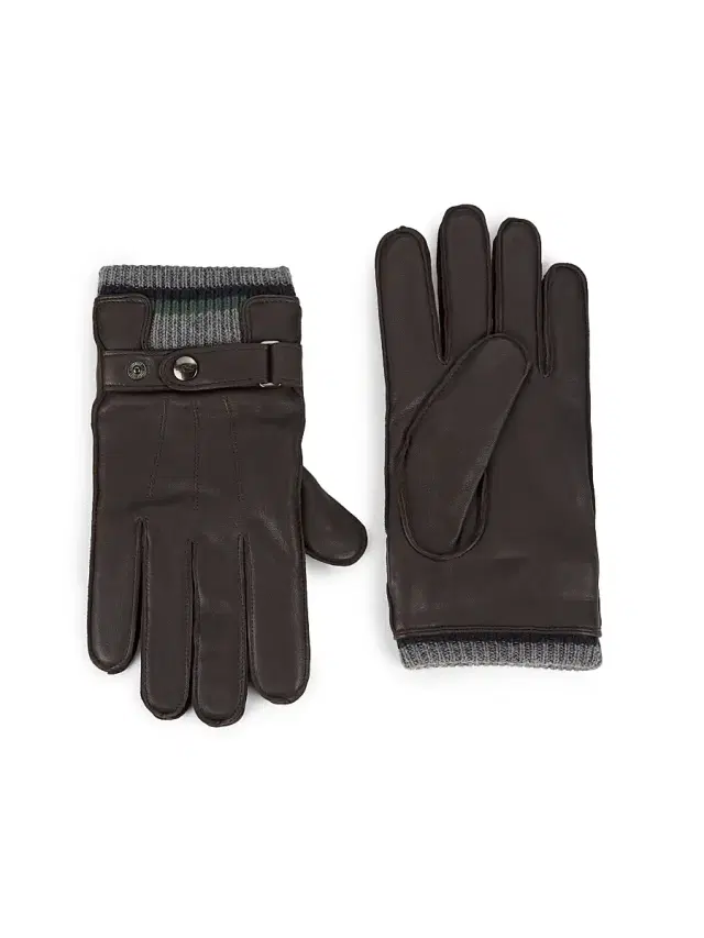 Robert Barakett Men's Wrist Strap Leather Gloves - Brown