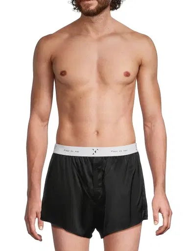 Fleur du Mal Men's Logo Silk Boxer Trunks | Thumbnail 4 Fleur du Mal Men's Logo Silk Boxer Trunks | Thumbnail 4