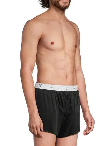 Fleur du Mal Men's Logo Silk Boxer Trunks | Thumbnail 5 Fleur du Mal Men's Logo Silk Boxer Trunks | Thumbnail 5