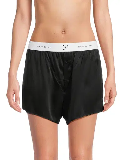 Fleur du Mal Men's Logo Silk Boxer Trunks | Thumbnail 7 Fleur du Mal Men's Logo Silk Boxer Trunks | Thumbnail 7