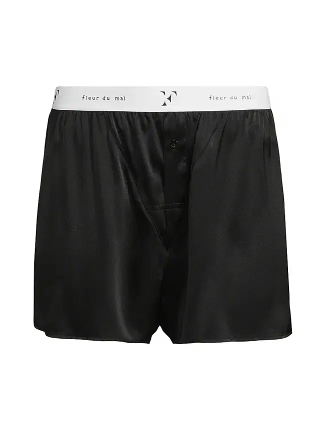 Fleur du Mal Men's Logo Silk Boxer Trunks - Black