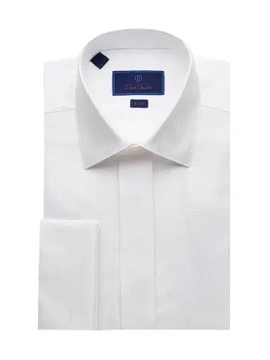 David Donahue Men's Trim-Fit Diamond Formal Shirt | Thumbnail 1 David Donahue Men's Trim-Fit Diamond Formal Shirt | Thumbnail 1