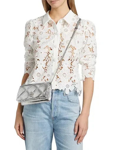 Milly Women's June Lace Button-Front Shirt - White | Thumbnail 3 Milly Women's June Lace Button-Front Shirt - White | Thumbnail 3