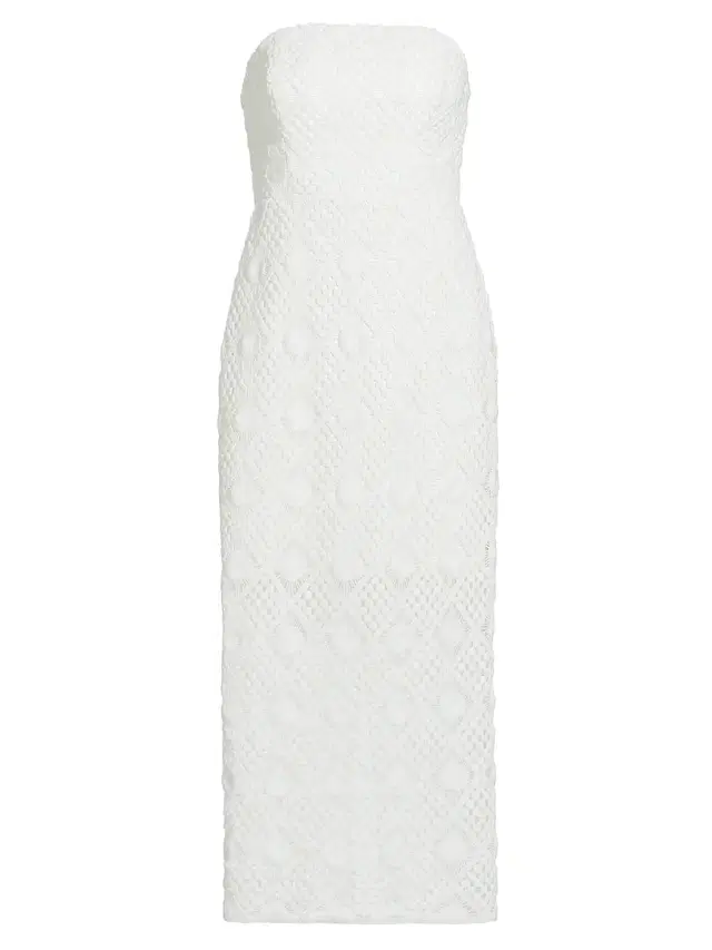 Milly Women's Diamond Crochet Strapless Dress - White