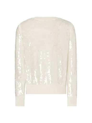 Milly Women's Ilaria Sequined V-Neck Sweater - Ecru | Thumbnail 3 Milly Women's Ilaria Sequined V-Neck Sweater - Ecru | Thumbnail 3