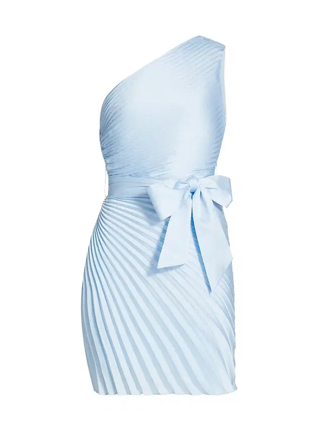 Milly Women's Estie Satin Pleated One-Shoulder Minidress - Ice Blue
