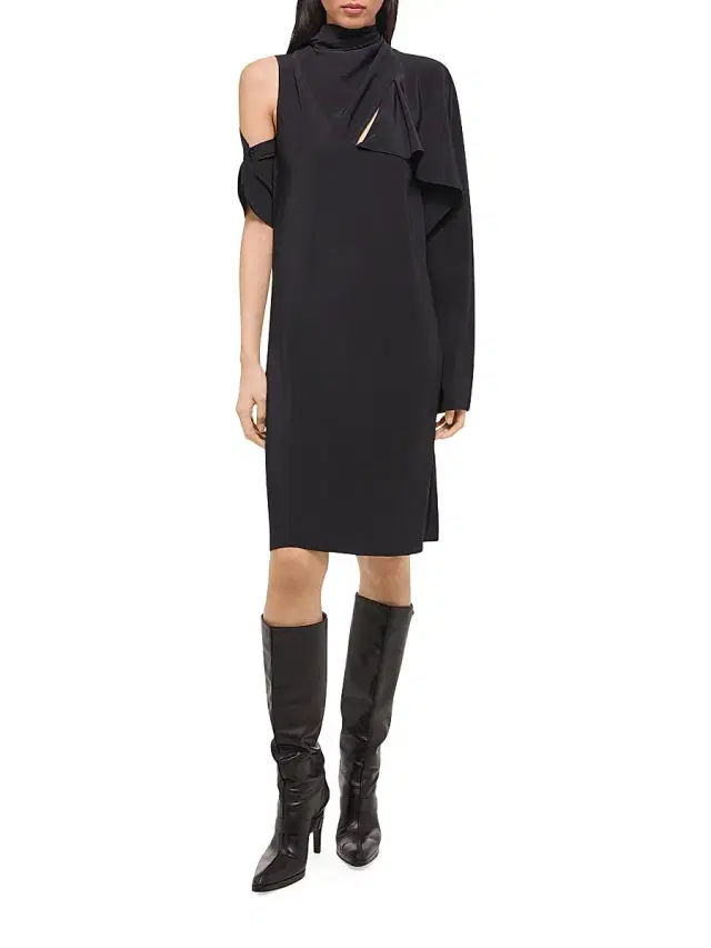 Helmut Lang Women's Draped Scarf Silk Dress - Black
