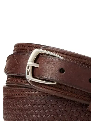 Polo Ralph Lauren Men's Western Woven Leather Belt - Luggage Brown | Thumbnail 3