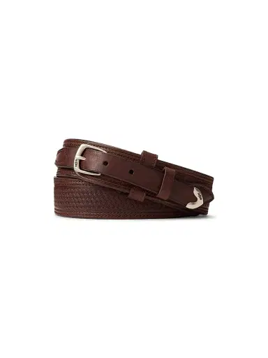 Polo Ralph Lauren Men's Western Woven Leather Belt - Luggage Brown | Thumbnail 1