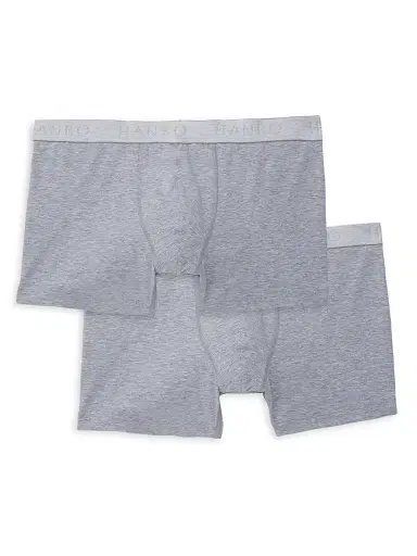 Hanro Cotton Essentials 2-Pack Boxer Briefs - Grey - Size Small | Thumbnail 1 Hanro Cotton Essentials 2-Pack Boxer Briefs - Grey - Size Small | Thumbnail 1