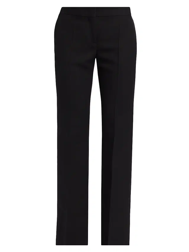 Women's Wool-Blend Straight-Leg Trousers - Black