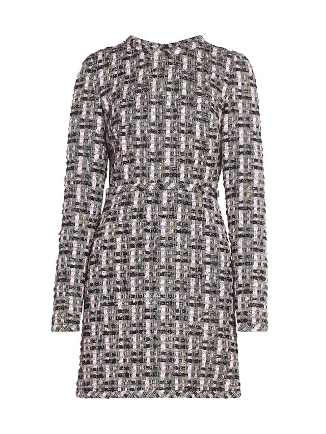 Giambattista Valli Women's Wool Blend Tweed Minidress - Black Quartz Rose