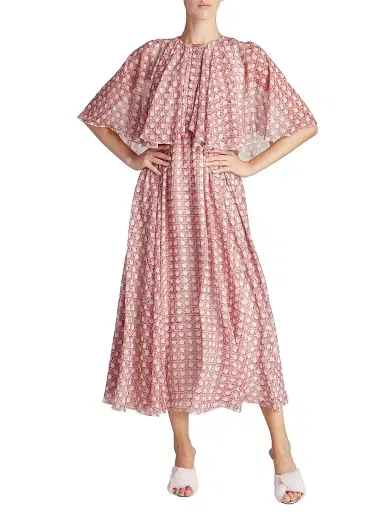 Giambattista Valli Women's Printed Capelette Midi-Dress - Rose | Thumbnail 2 Giambattista Valli Women's Printed Capelette Midi-Dress - Rose | Thumbnail 2