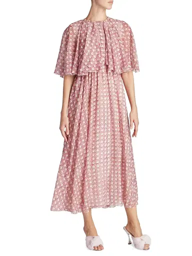 Giambattista Valli Women's Printed Capelette Midi-Dress - Rose | Thumbnail 4 Giambattista Valli Women's Printed Capelette Midi-Dress - Rose | Thumbnail 4