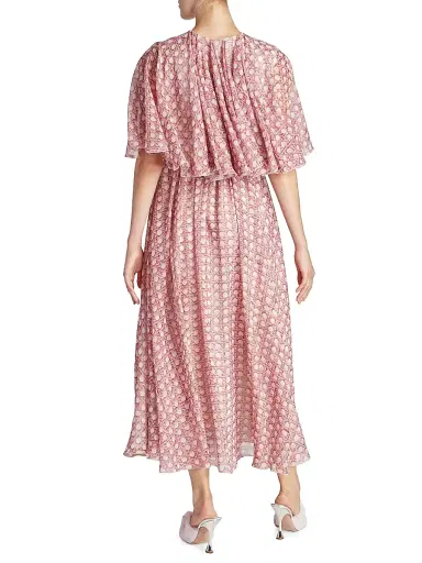 Giambattista Valli Women's Printed Capelette Midi-Dress - Rose | Thumbnail 5 Giambattista Valli Women's Printed Capelette Midi-Dress - Rose | Thumbnail 5