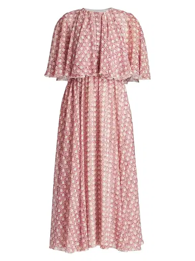 Giambattista Valli Women's Printed Capelette Midi-Dress - Rose | Thumbnail 1 Giambattista Valli Women's Printed Capelette Midi-Dress - Rose | Thumbnail 1