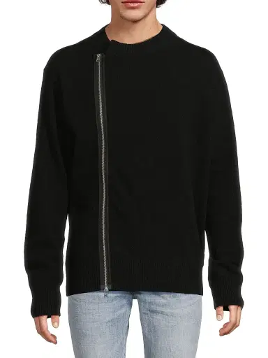 Sacai Men's Wool Zip-Front Cardigan - Black - Size Large | Thumbnail 3