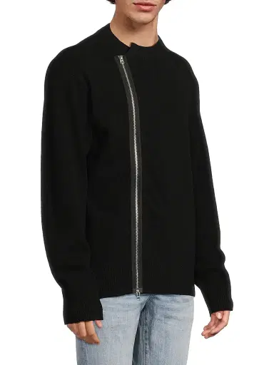 Sacai Men's Wool Zip-Front Cardigan - Black - Size Large | Thumbnail 4